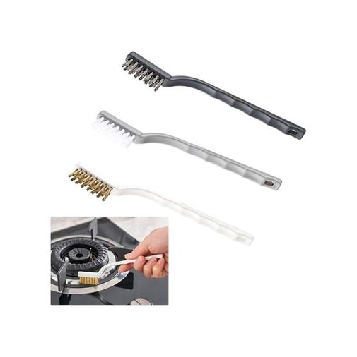 Diğer 57858324720199283959 3Lü Tel Fırça Aspiratör,ocak,banyo,musluk,duşakabin,lavabo,fırın İçin Temizlik Fırça Seti Derz Araları,yağ Ve Pas Temizliği Açık Gri