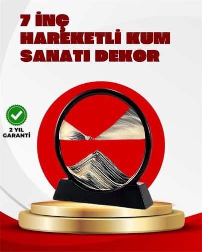 Diğer 94559569 Rahatlatıcı Kum Sanatı Yuvarlak Cam Çerçeveli Hareketli Kum Resmi, Ofis Ve Ev İçin Etkileşimli Masaüstü Süs