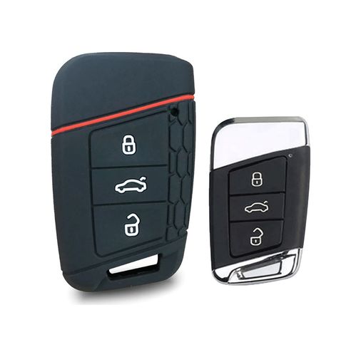 Diğer ANH-KB-PNT01-VW-BLNC Volkswagen Passat Arteon Tiguan Polo Uyumlu Silikon Oto Anahtar Kumanda Kabı Siyah