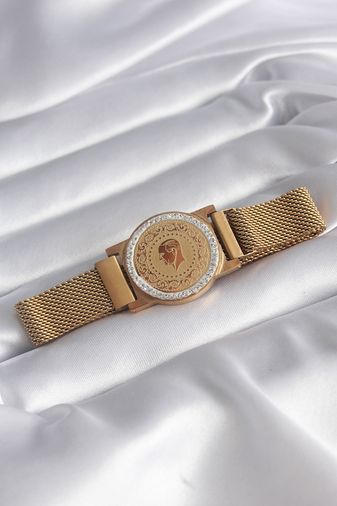 Diğer BB5820-BLNC 316L Çelik Gold Renk Mıknatıslı Hasır Zirkon Taşlı Altın Model Kadın Bileklik Çok Renkli