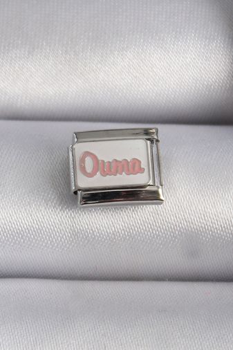 Diğer BC1027-BLNC 316L Çelik Gümüş Renk Beyaz Pembe Ouma İşlemeli Charm Çok Renkli