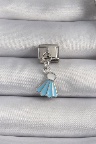 Diğer BC1101-BLNC 316L Çelik Gümüş Renk Mavi Renk Sallantı Elbise Model Charm Çok Renkli