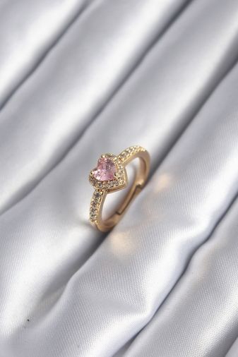 Diğer BYK2957-BLNC Pirinç Gold Renk Pembe Zirkon Taş Kalp Charm Model Kadın Yüzük Çok Renkli 26245168