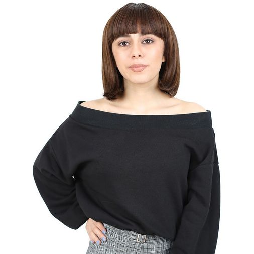 Diğer Kısa Küt Perçemli Fiber Sentetik Peruk / Kahve Karamel - Huvj-739718 Karışık - Çok Renkli