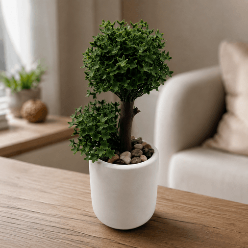 Diğer MASA SÜSÜ YAPAY AĞAÇ Beton Saksıda Yapay Bonsai Ağacı
