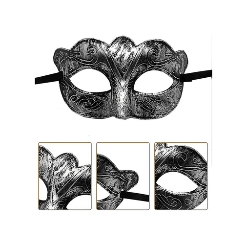 Diğer Maskeli Balo Antik Gri Gümüş Eskitilmiş Maske Balo Venedik - Huvj-763463 18