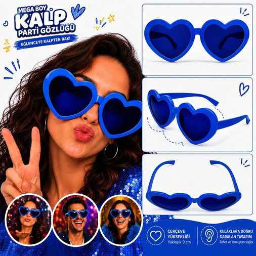 Diğer Mega Boy Mavi Kalp Parti Gözlüğü - Huvj-884439 18
