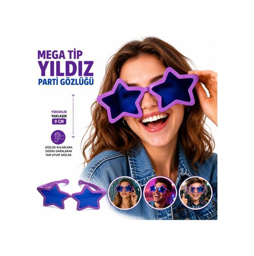 Diğer Mega Tip Yıldız Parti Gözlüğü Mor Renk - Huvj-883809 18