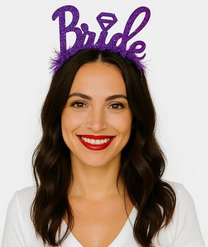 Diğer MEYSMRSMRBRİDE-PM4-BLMY Mey İthalat Mor Renk Bekarlığa Veda İtalik Yazı Alyanslı Bride Taç