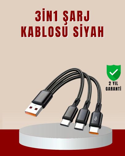 Diğer MEYTDUCZZZC103LÜKABLO-BLMY Mey İthalat 3 Ü 1 Arada Hızlı Şarj Kablosu İos Android Type-C Uyumlu