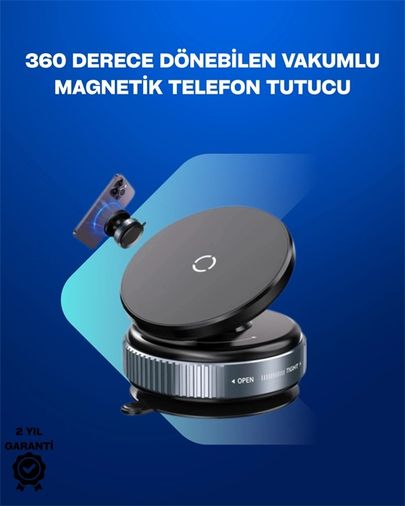Diğer MEYTDUCZZZK009TELEFONTUTUCU-BLMY Mey İthalat Güçlü Manyetik Tutuşlu 360 Döner Araç Telefon Tutucu Vakumlu Montajlı