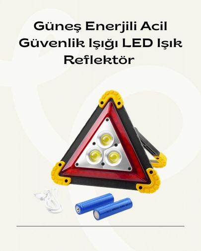 Diğer MEYTDUCZZZREFLEKTÖR-BLMY Mey İthalat Solar Şarjlı Üçgen Led Park Ve İkaz Lambası