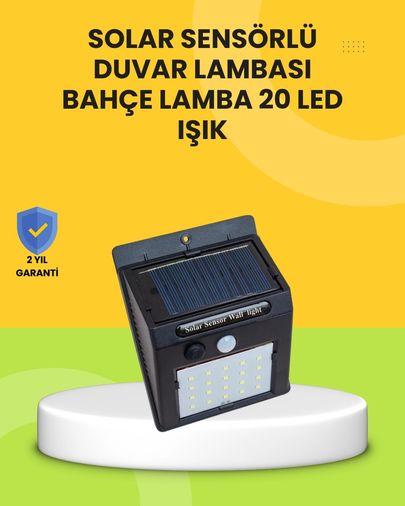 Diğer MEYTDXUCZDP53DUVARLAMBASI-3-BLMY Mey İthalat Güneş Paneli İle Şarj Olan 20 Led Dış Mekan Hareket Sensörlü Lamba