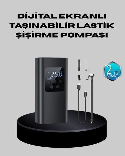 Diğer MEYTDXUCZZZEG216ARAÇPOMPASI-1-BLMY Mey İthalat Taşınabilir 80W Kablosuz Lastik Şişirme Pompası Dijital Ekranlı