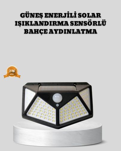 Diğer MEYTDXUUCZZZYX100LAMBA-1-BLMY Mey İthalat Güneş Enerjili Aydınlatma 100 Led Sensörlü Solar Dış Mekan Lamba