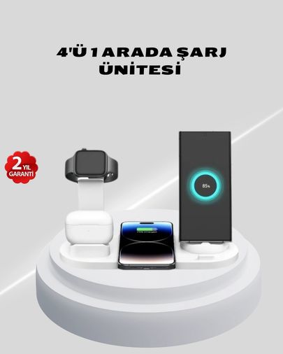 Diğer MEYTDXXUCZZZÇOKLUŞARJSTANDI-3-BLMY Mey İthalat Kablosuz Şarj İstasyonu 4 Ü 1 Arada İphone Watch Ve Airpods Uyumlu