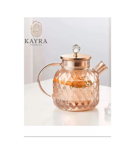 Diğer RT-RYL-NEW31177 Kabartmalı Borosilikat Cam Demlik 1000Ml Royaleks-Cm-2006 Ahşap - Çelik