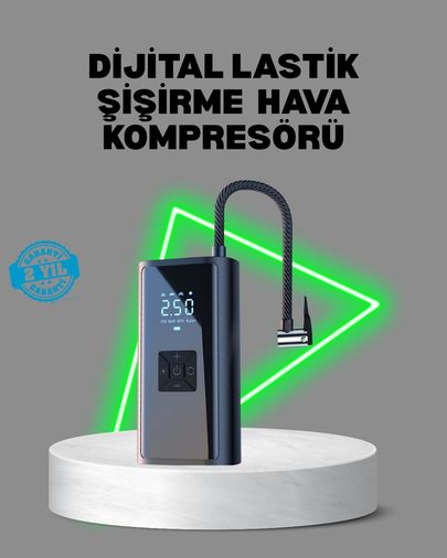 Diğer TKNUCZZZEG216ARAÇPOMPASIMKR 80W Kablosuz Dijital Ekranlı Taşınabilir Lastik Şişirme Pompası