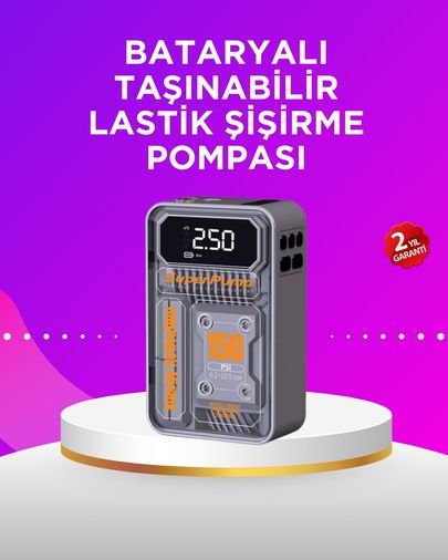 Diğer TKNUCZZZMC6619ARAÇPOMPASI-1MKR Mini Boy Elektrikli Şarjlı Yüksek Basınçlı Lastik Şişirme Pompası