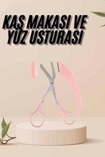 Diğer TRİTHLTUUCZZZMJGN570KAŞMAKASIIIIIIII3-BLNCCC Kavisli Kaş Kirpik Düzeltici Bıyık Alma Taraklı Kaş Makası Yüz Bakım Seti Makas 0