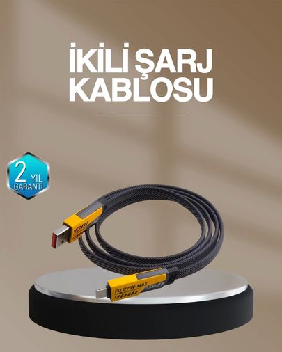 Diğer TRİTHLTXUCZİKİLİŞARJKABLOSU-BLNCCC Hızlı Şarj Destekli 65W Örgülü Usb-C Ve Usb-A Çoklu Şarj Kablosu -