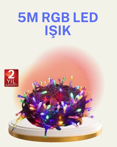 Diğer TRİTHLTXUCZZZ5MLEDIŞIKRENKLİ-BLNCCC Şeffaf Kablolu 50 Ampullü 5 Metre Led Işık Dekoratif Aydınlatma Çok Renkli