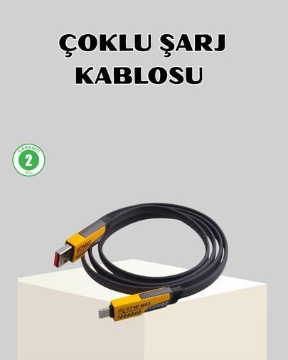 Diğer TRİTHLTXUCZZZİKİLİŞARJKABLOSU-2-BLNCCC 65W Çoklu Şarj Kablosu 4 Ü 1 Arada Örgülü Hızlı Veri Aktarım Usb-C Usb-A