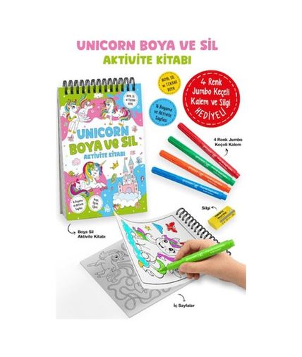 Diğer Unicorn - Boya Ve Sil Aktivite Kitabı / 3 Yaş + - Huvj-753203