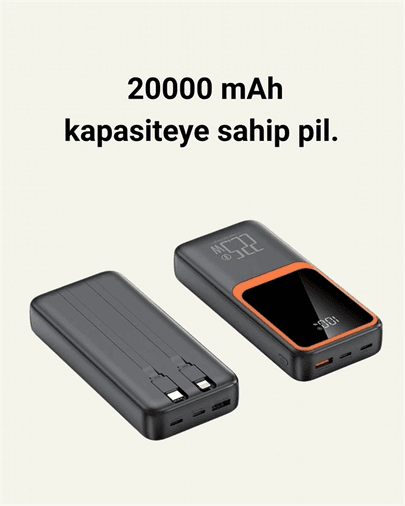 Dijital Ekranlı 20.000 mAh Powerbank | 22.5W Hızlı Şarj + Çoklu Bağlantı Seçeneği