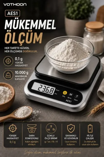 Dijital Mutfak ve Kahve Tartısı Hassas Gram Terazisi Paslanmaz Çelik LCD Ekran Çoklu Ölçüm g/oz 10 KG Kapasite