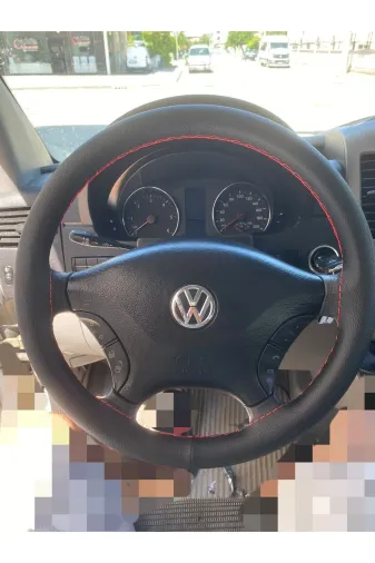 Dikişli Direksiyon Kılıfı Damarlı Deri Kırmızı Dikişli Volkswagen Crafter İçin