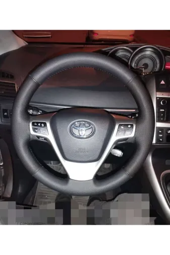 Dikişli Direksiyon Kılıfı Damarlı Noktalı Deri Siyah Dikişli Toyota Verso İçin