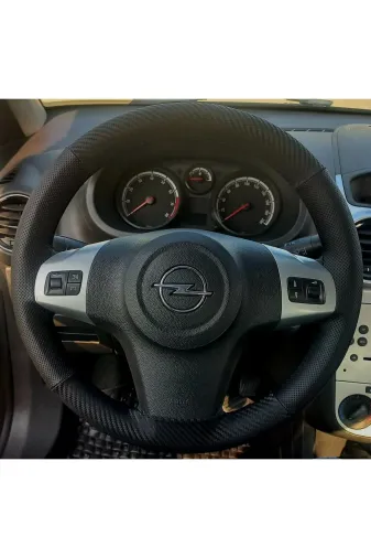 DİKİŞLİ DİREKSİYON KILIFI KARBON / NOKTALI SİYAH DİKİŞLİ CORSA D VECTRA C ASTRA H İÇİN