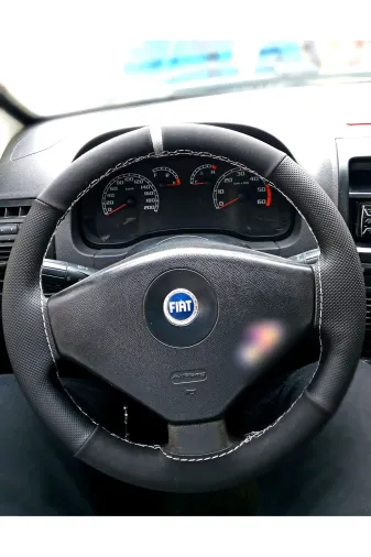 DİKİŞLİ DİREKSİYON KILIFI NUBUK NOKTALI DERİ GRİ YÜZÜK GRİ DİKİŞLİ FIAT ALBEA İÇİN