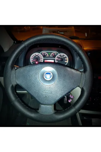 DİKİŞLİ DİREKSİYON KILIFI SİYAH DERİ NOKTA DERİ SİYAH DİKİŞLİ FIAT ALBEA İÇİN