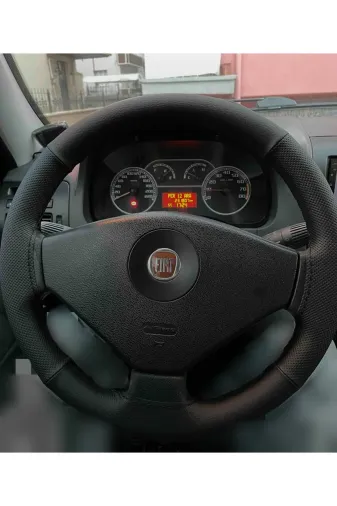 DİKİŞLİ DİREKSİYON KILIFI SİYAH DERİ NOKTALI DERİ SİYAH DİKİŞLİ FIAT ALBEA İÇİN