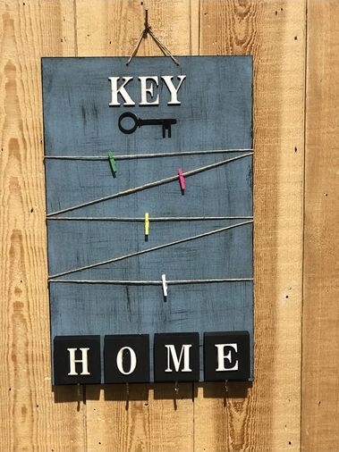 Diyar-ı Fırsat epo4157 Dekoratif Home Keys Ahşap Resimlik Ve Notluk Saks Mavisi