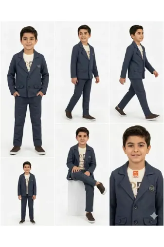 DMR Elegance DMR-BABY-Babyxml-1A2055-DENZCK0028 2-9 Yaş Jagger Kumaş 3 Parça Çocuk Takımı