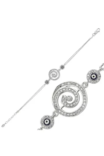 DMR Elegance DMR-GMSH-BRKD-BR0460176 Gümüş Yuvarlak Nazarlı Bileklik