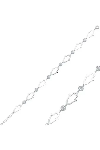 DMR Elegance DMR-GMSH-BRKD-BR0460336 Gümüş Fatma Ana Eli Bileklik