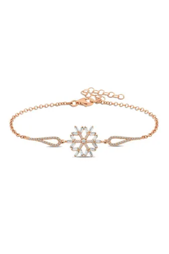 DMR Elegance DMR-GMSH-BRKD-BR0460903 Gümüş Rose Baget Taşlı Kar Tanesi Bileklik