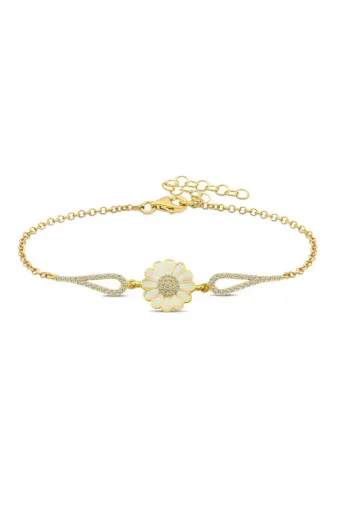 DMR Elegance DMR-GMSH-BRKD-BR0460910 Gümüş Gold Papatya Bileklik