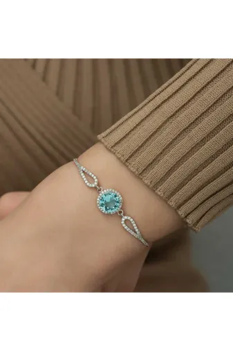 DMR Elegance DMR-GMSH-BRKD-BR0460911 Gümüş Aquamarine Bileklik