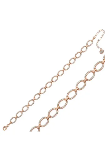 DMR Elegance DMR-GMSH-BRKD-BR11002264 Gümüş Rose Oval Taşlı Bileklik
