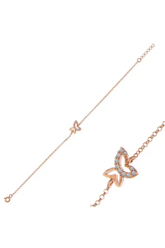 DMR Elegance DMR-GMSH-BRKD-BR11003746 .gümüş Rose Kelebek Kadın Bileklik