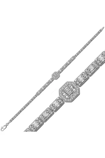 DMR Elegance DMR-GMSH-BRKD-BR11005173 Gümüş Baget Taşlı Su Yolu Bileklik