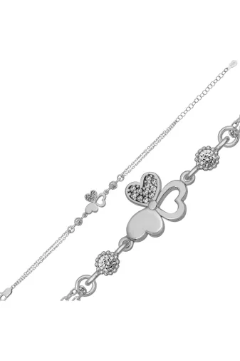 DMR Elegance DMR-GMSH-BRKD-BR11005211 Gümüş Kalpli Kelebek Kadın Bileklik