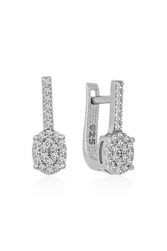 DMR Elegance DMR-GMSH-BRKD-EA11002111 Gümüş Oval Taşlı Küpe