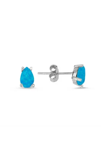 DMR Elegance DMR-GMSH-BRKD-EA11003142 Gümüş Damla Mavi Opal Taş Küpe