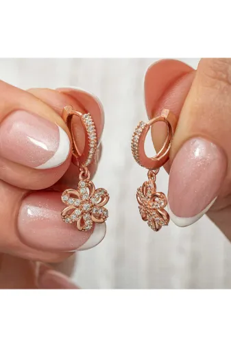 DMR Elegance DMR-GMSH-BRKD-EA11005060 Gümüş Sallantılı Rose Çiçek Kadın Küpe